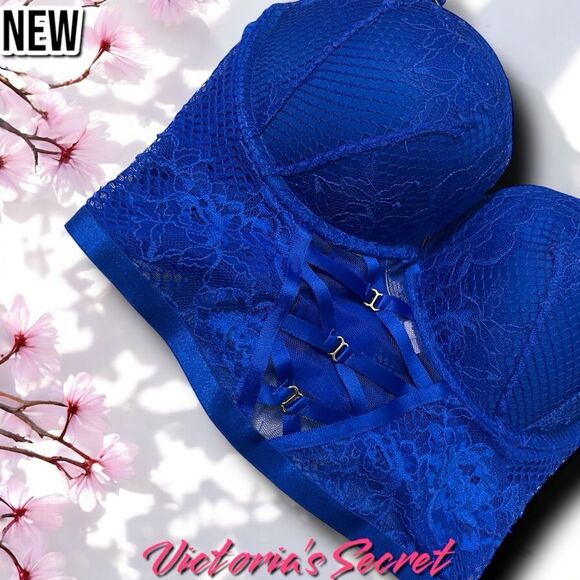New NWT Victoria Secret Royal Blue Very Sexy Bombshell Add-2-Cups - 32D - Picture 2 of 7
